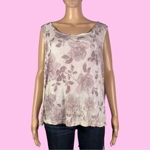 Vintage Aitiknit Jeweled Large Floral Print Sleeveless Top Size 1X - “Paris”